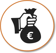 Eine symbolisch gezeichnete Hand hält einen Geldsack