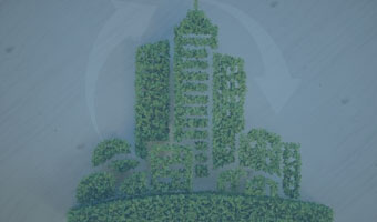 Eine nachgebildete Stadt aus Pflanzen.